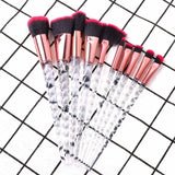 Dighealth 10pcs Unicorn Makeup Brushes Set Crystal Spiral Handle Foundation Blending Powder Crease Make Up Brush Cosmetic Tools