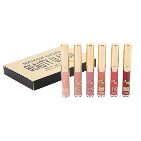 BEAUTY GLAZED 6Pcs/Set Matte Liquid Lipstick Lip Gloss Kits Makeup Lipgloss Long Lasting Cosmetics Maquiagem