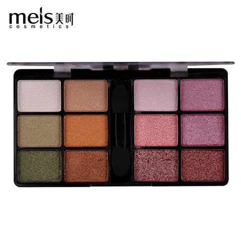 MEIS New Arrival Charming Eyeshadow 12 Color Eye shadow Palette Make up Palette Shimmer Pigmented EyeShadow Powder Fashion Color