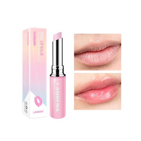 LANBENA Chameleon Lip Balm Rose Hyaluronic Acid Moisturizing Nourishing Lip Plumper Lip Lines Natural Extract Makeup Lipstick